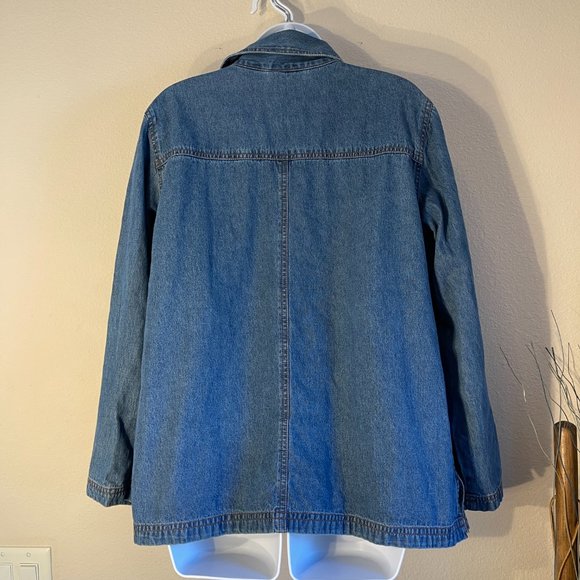 Blair Denim Jean Chore Coat With Embroidered Lighthouse Pockets Vintage M - Picture 5 of 5